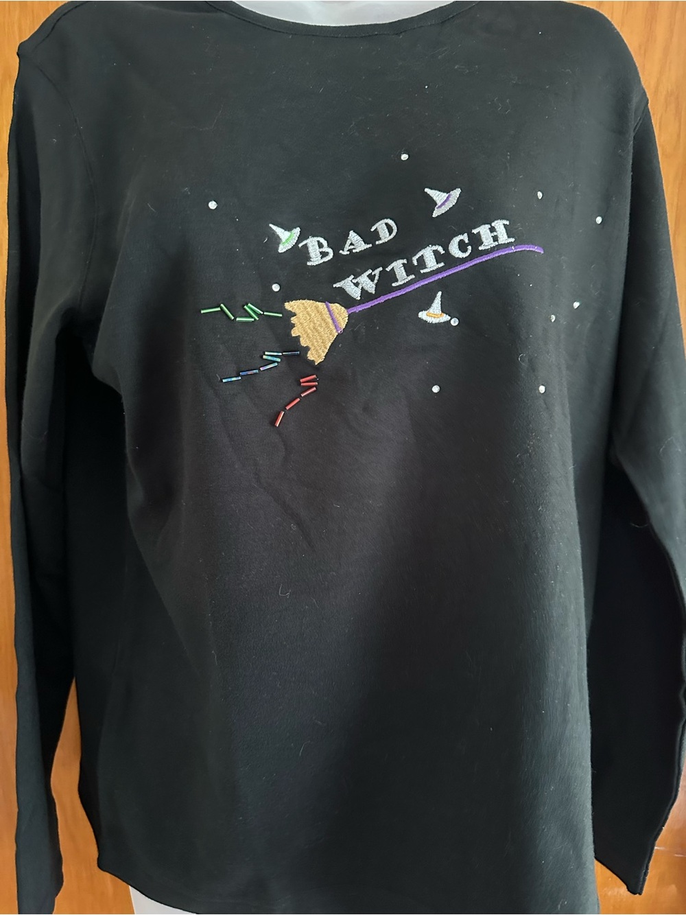 Quacker Factory Bad Witch Halloween Top M NWT Embroidered Beaded